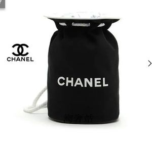 Black & White Logo Large Jumbo Drawstring Canvas Bucket Bag Backpack